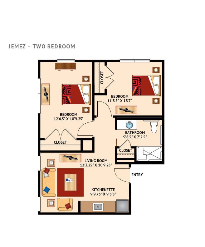 The Watermark at Cherry Hills Assisted Living Two bedroom floor plan.