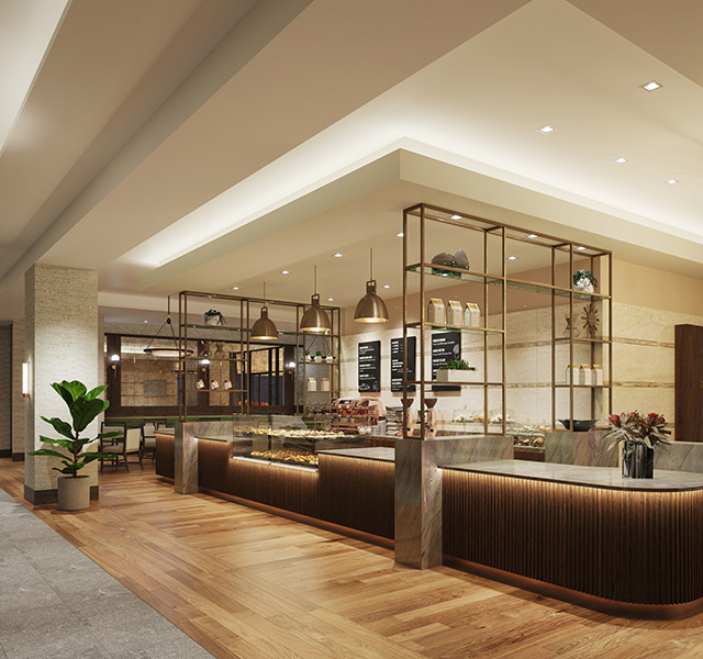 The cafe at The Watermark at Houston Heights.