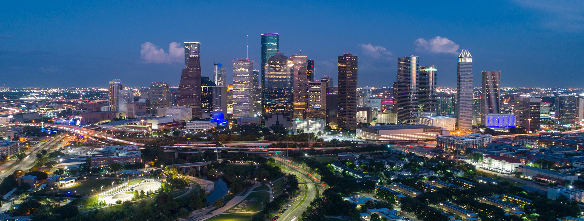 The city of Houston at night.