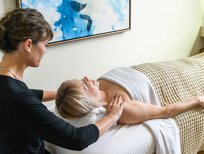 A resident is having a massage.