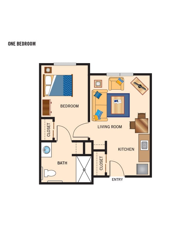 Assisted living 1 bedroom floor plan, Joshua Springs Senior Living