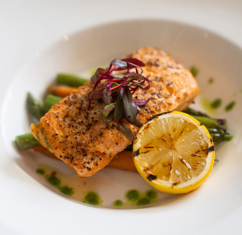 Salmon on a plate.