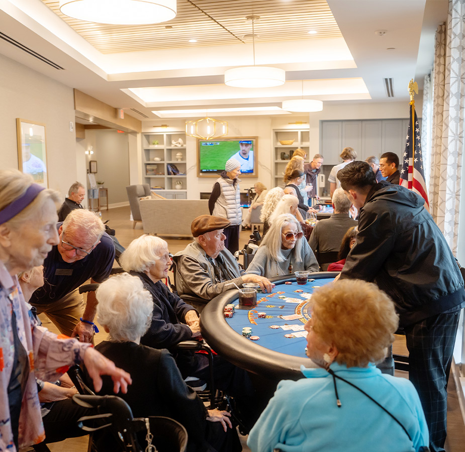 People playing cards at a table.