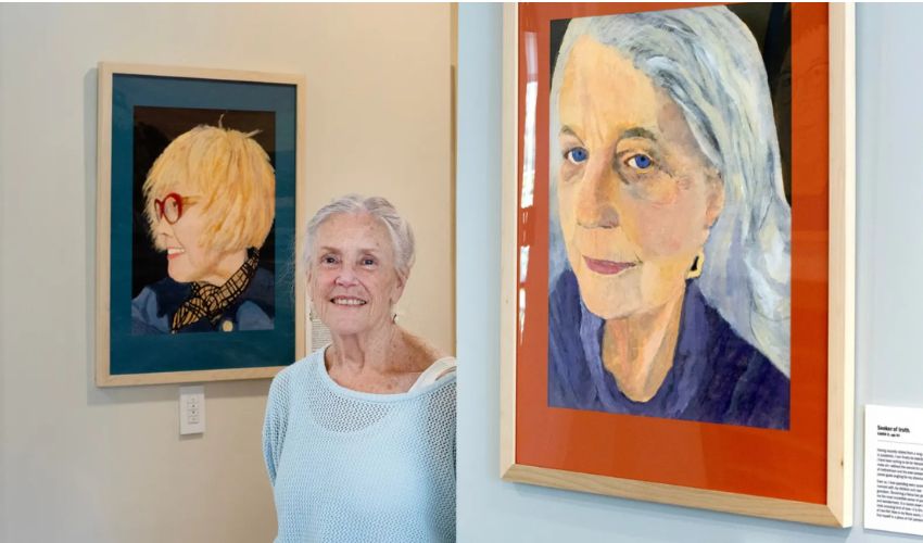 Kathleen Curtis Cosgrove at her Feeling Our Age exhibit.