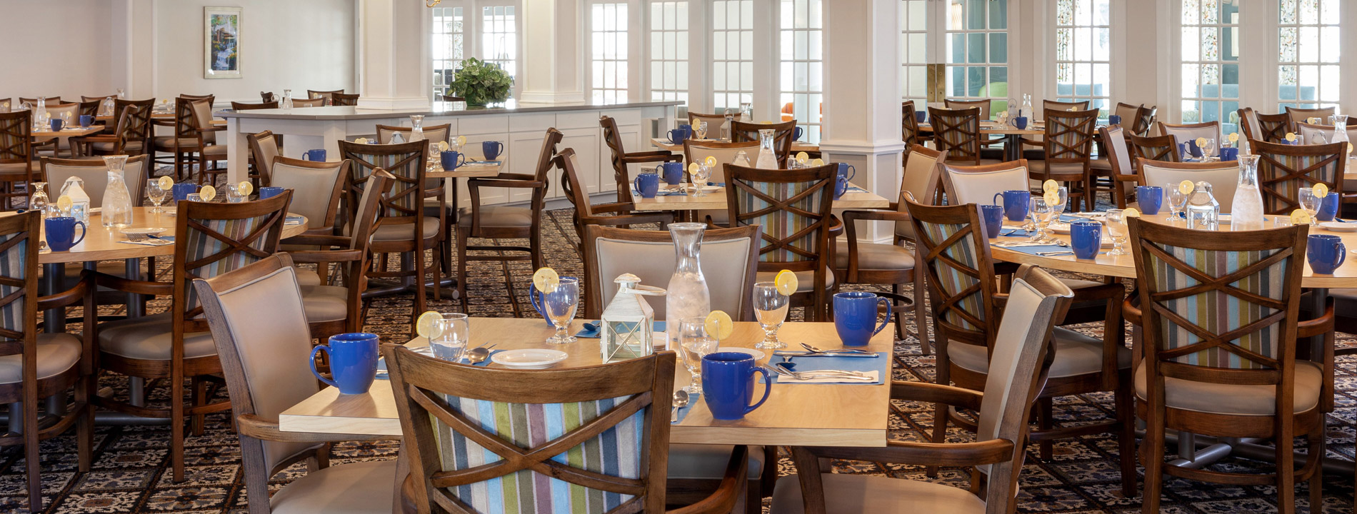 Dining room with seating area.