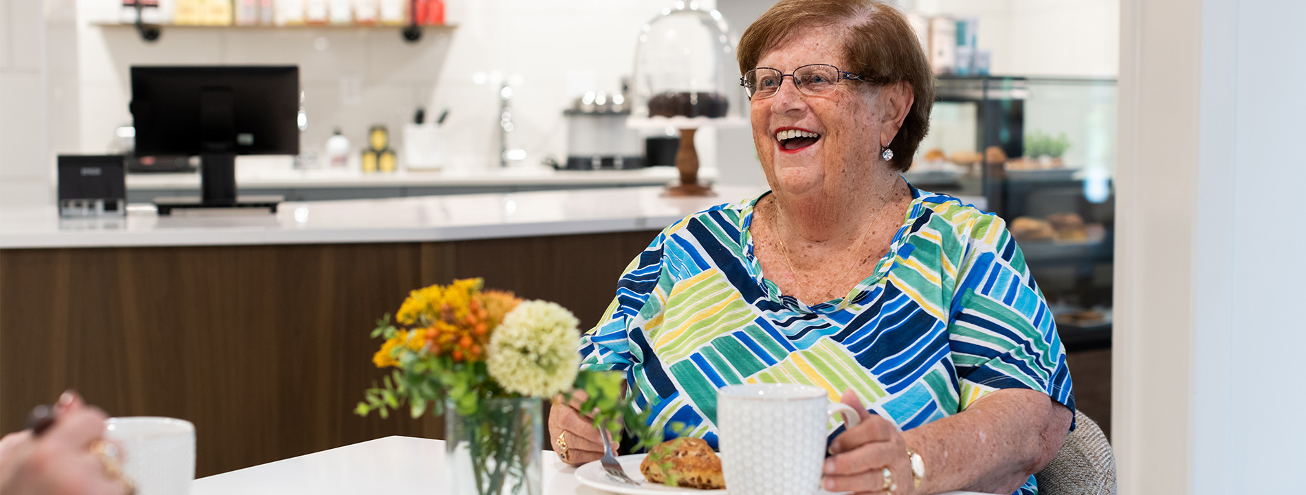 Residents enjoying lunch.