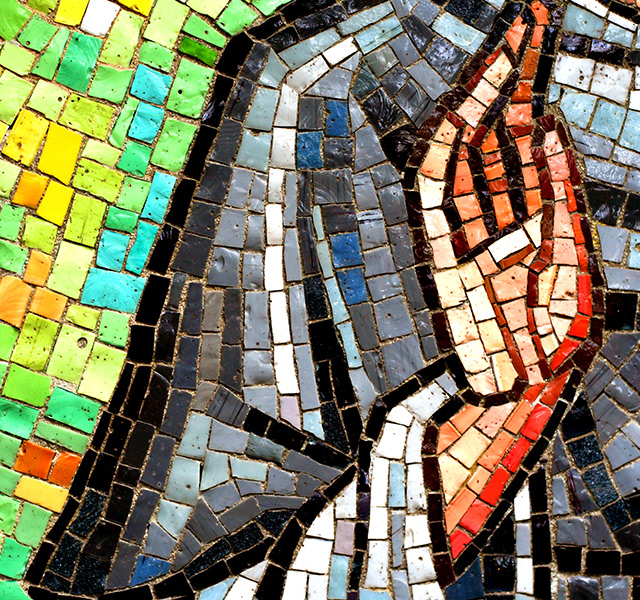 A stained glass piece.