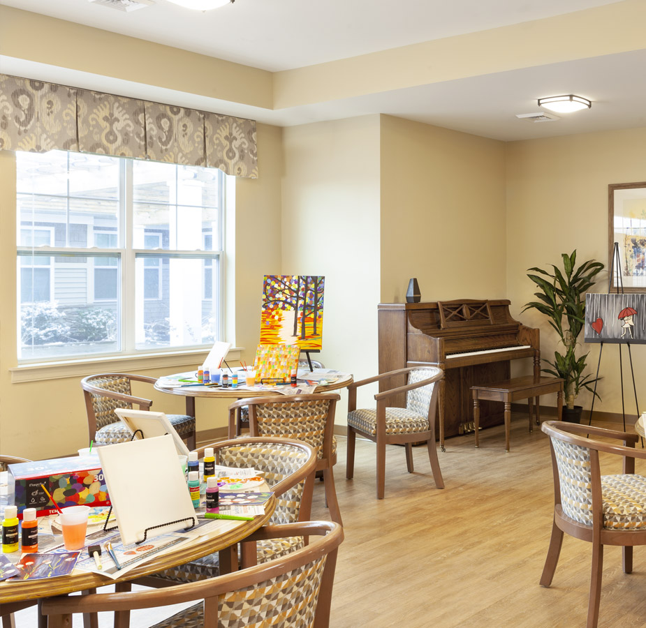 A dining area at The Legacy at Maiden Park.