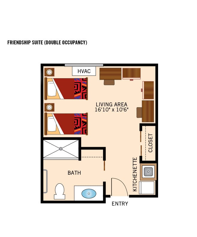 Shared suite apartment floor plan.