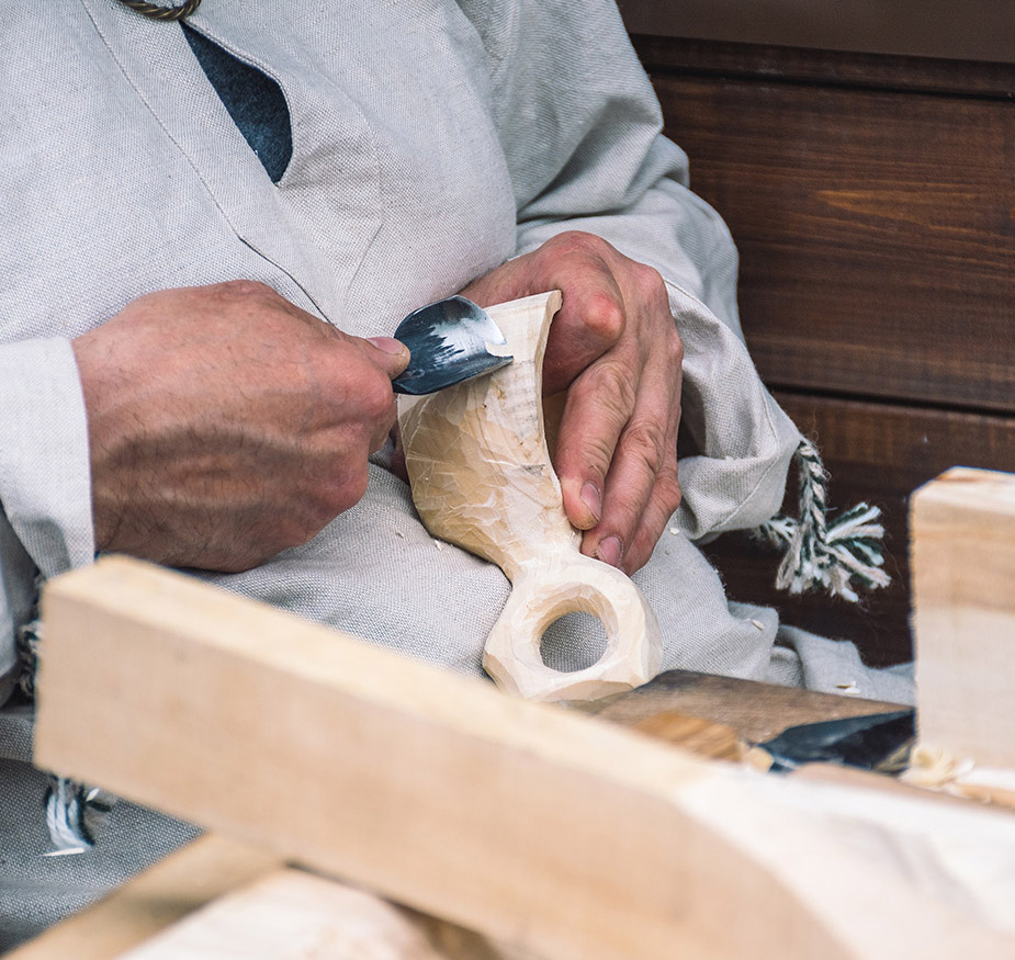 A resident doing some wood work.
