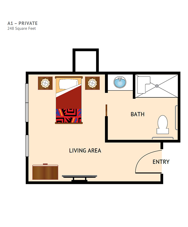 Studio apartment plan.