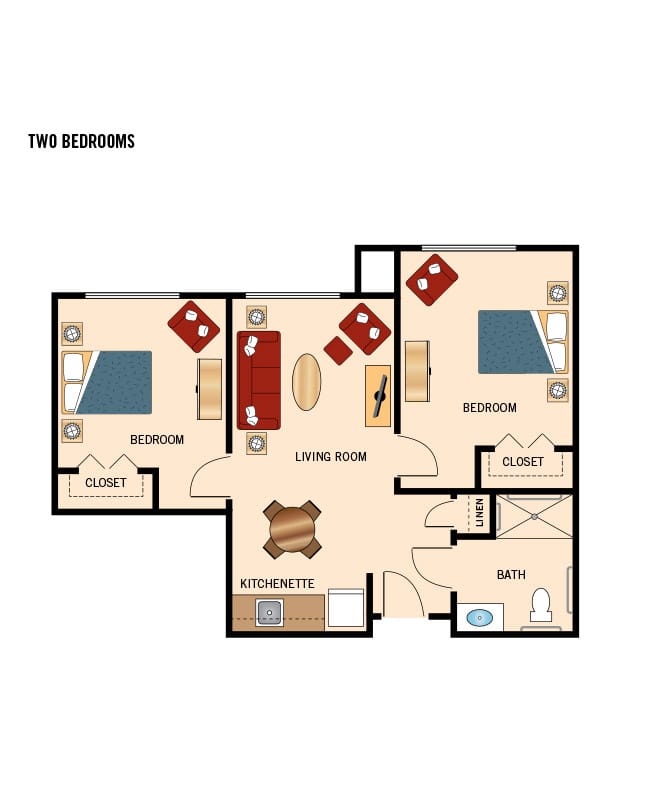 Assisted living two bedroom floor plan