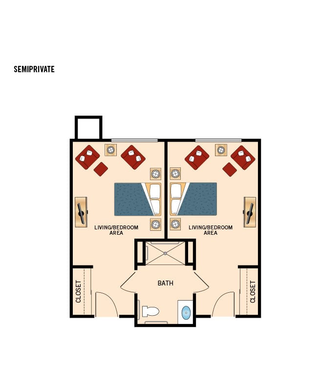 Memory Care semi private floor plan for The Watermark at Continental Ranch.