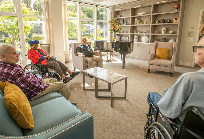 Residents are sitting together at Sagebrook Senior Living at San Francisco.