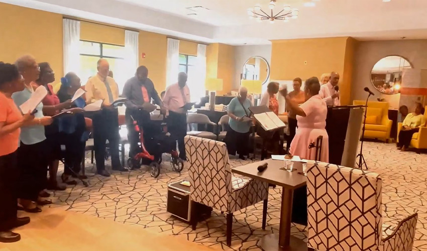 A choir singing.