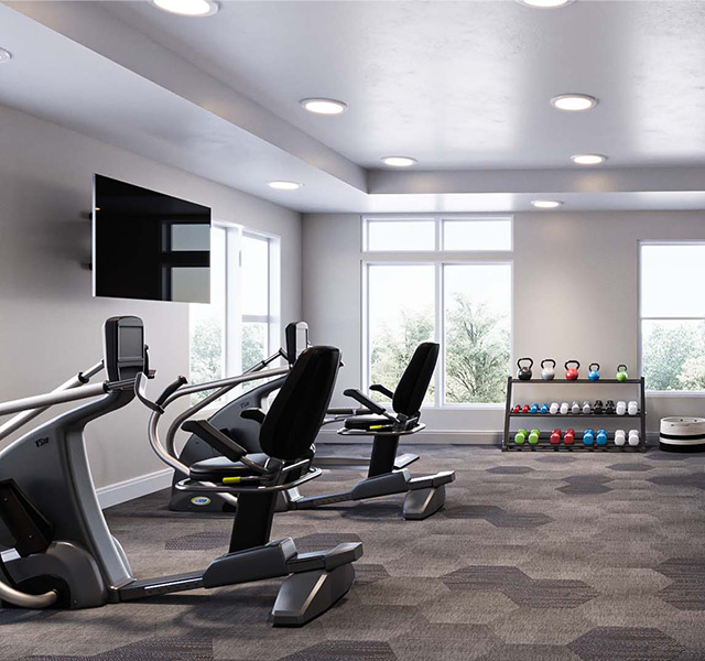 fitness center with weights and machines