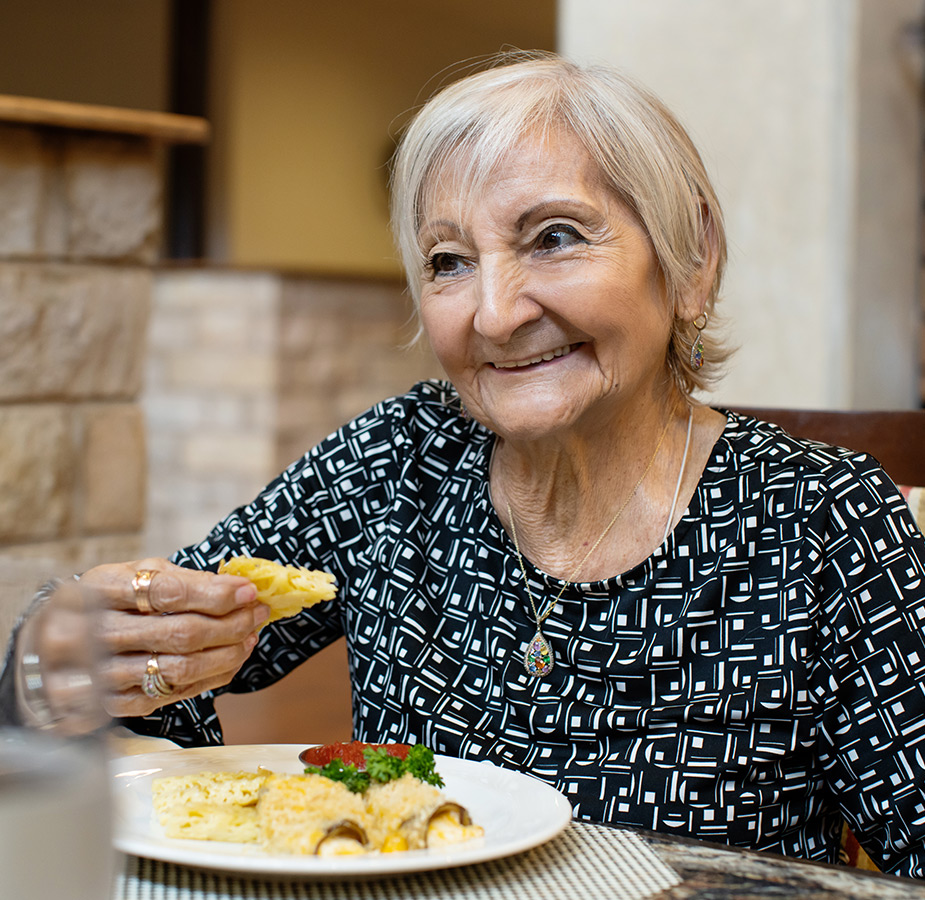 A person eating lunch.