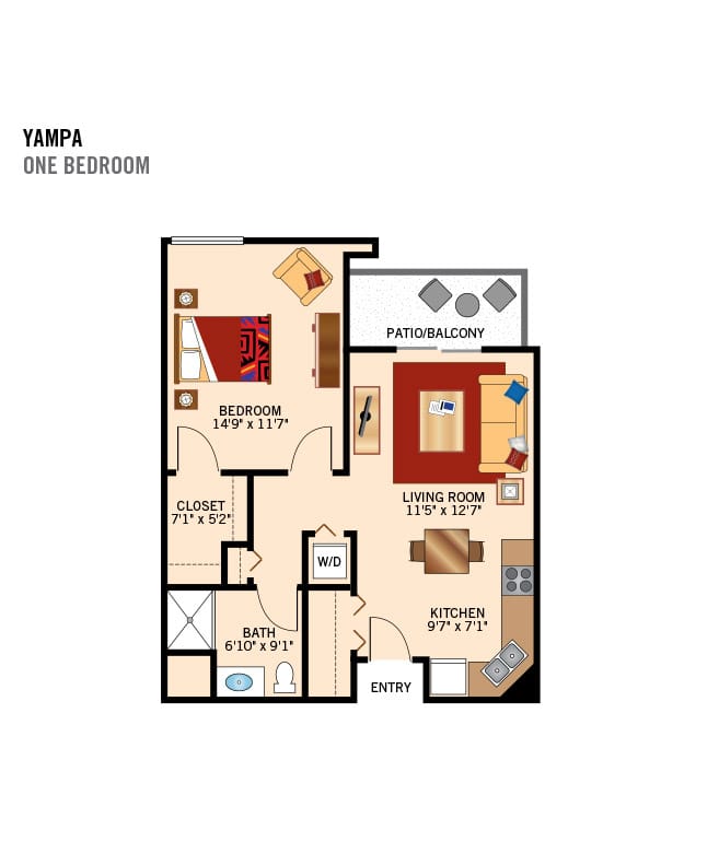 One bedroom floor plan.