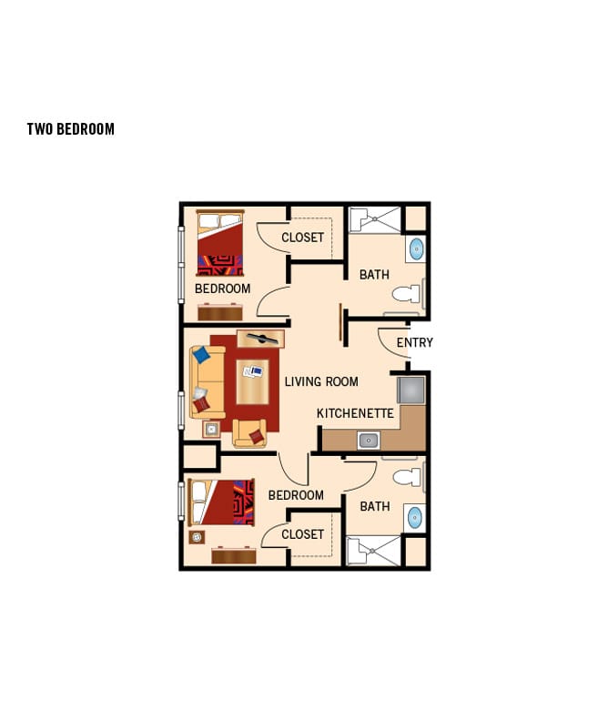 Assisted living 2 bedroom floor plan for Summit Senior Living