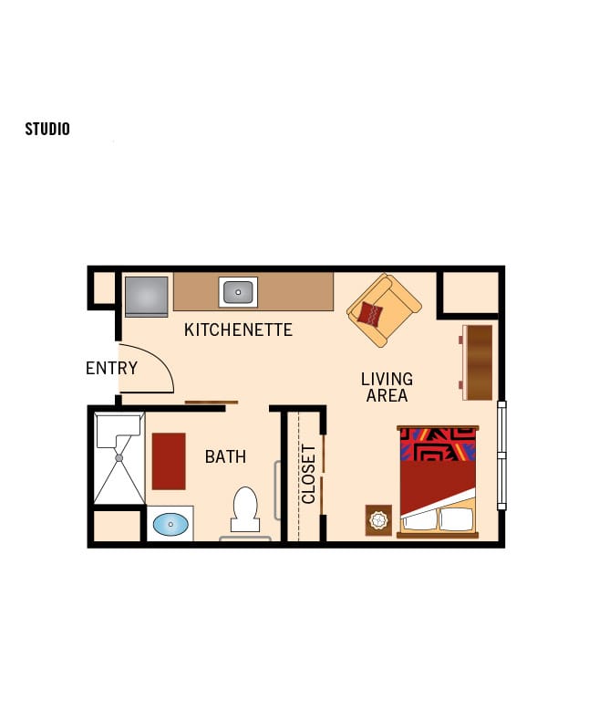 assisted living studio floor plan for Summit Senior Living
