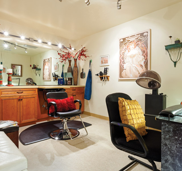 The salon at The Cottages of Carmel.