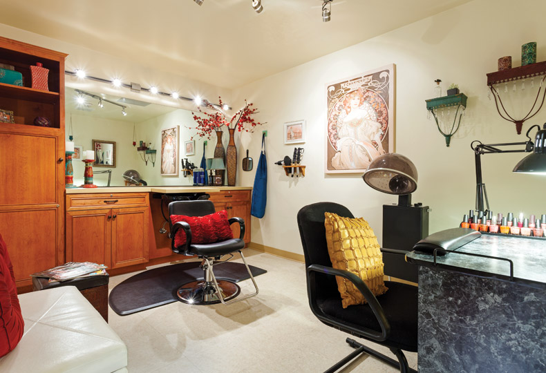 The salon at The Cottages of Carmel.
