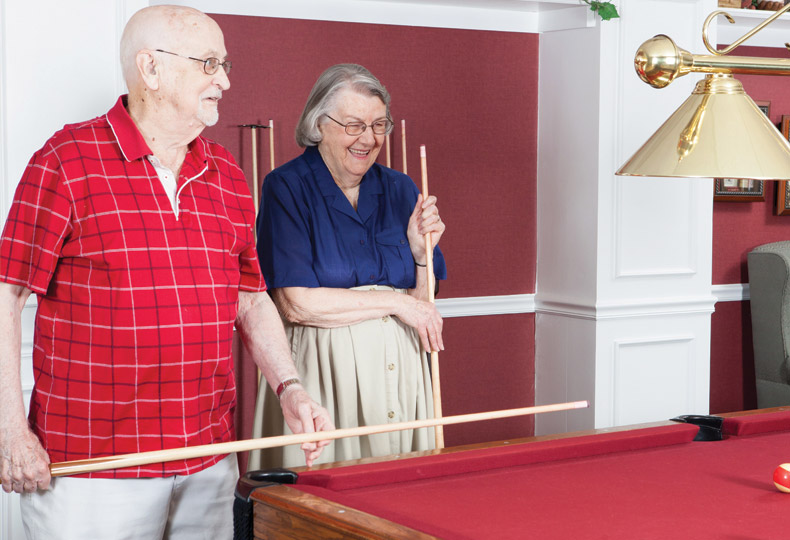 Residents are playing pool.