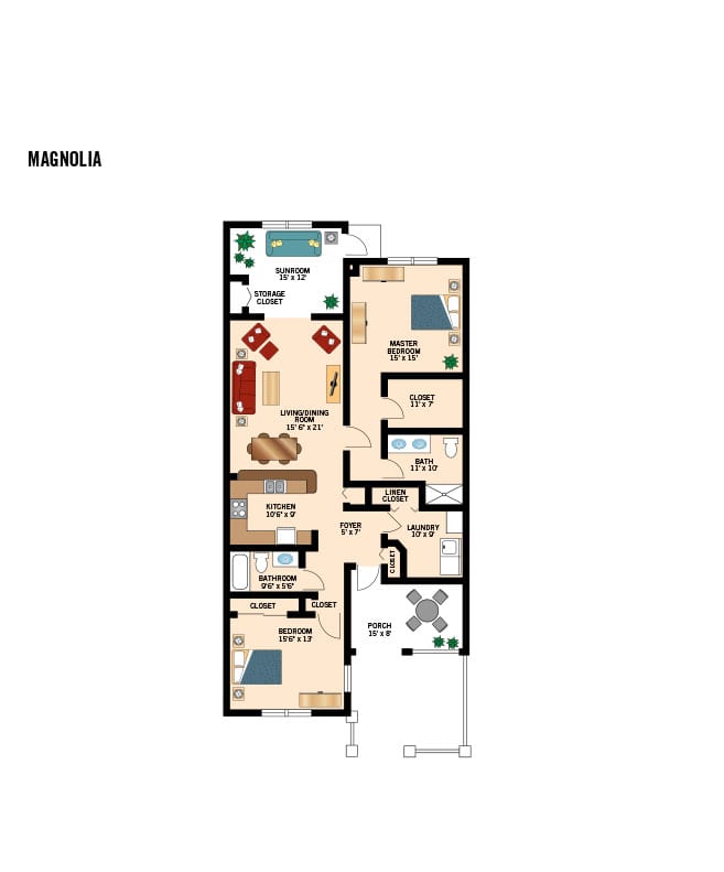 Villa two bedroom floor plan
