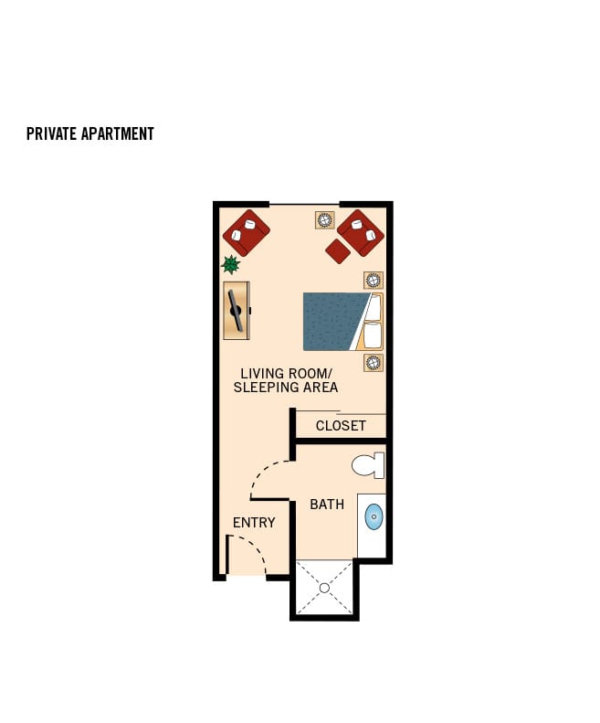 Private bedroom apartment floor plan.