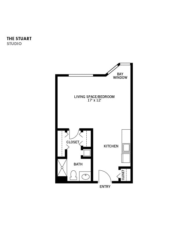 Assisted Living studio apartment, The Fountains at Bronson Place in Kalamazoo, MI