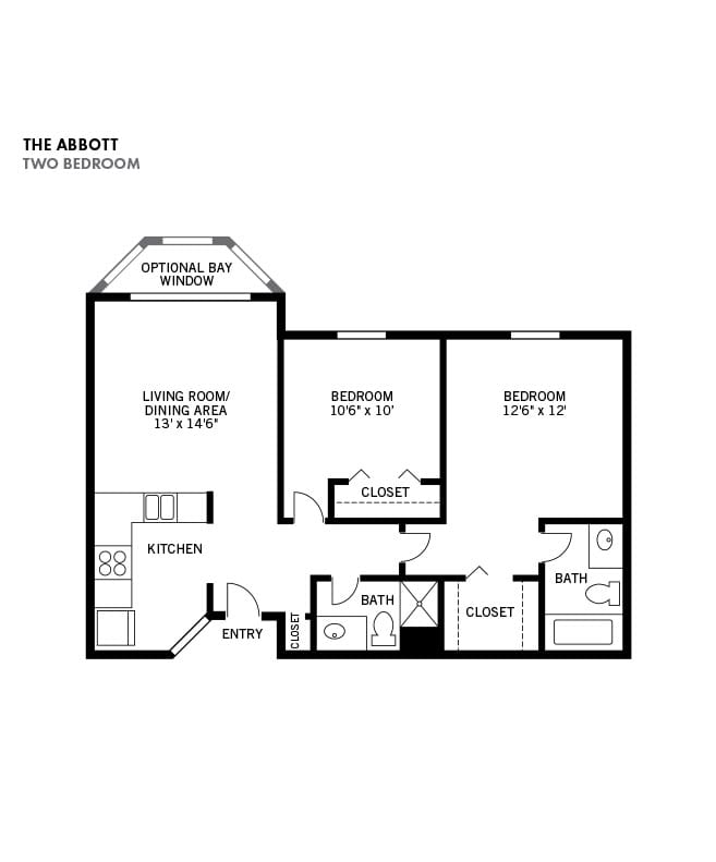 Independent Living 2 bedroom apartment, The Fountains at Bronson Place in Kalamazoo, MI