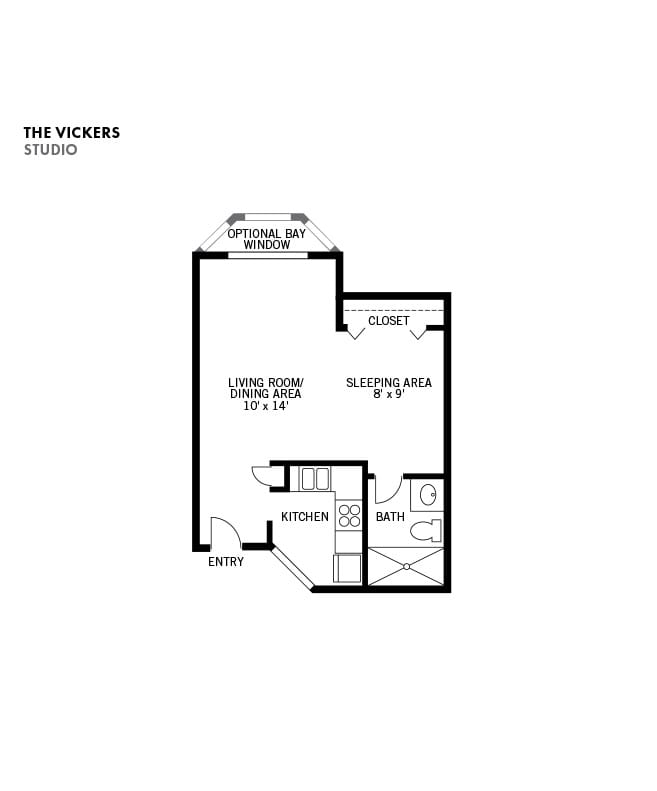 Independent Living studio apartment, The Fountains at Bronson Place in Kalamazoo, MI