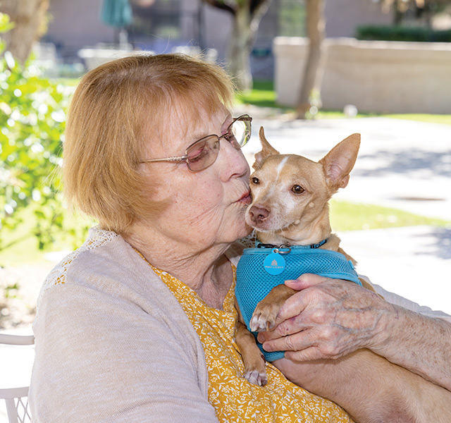 A person kissing their dog.