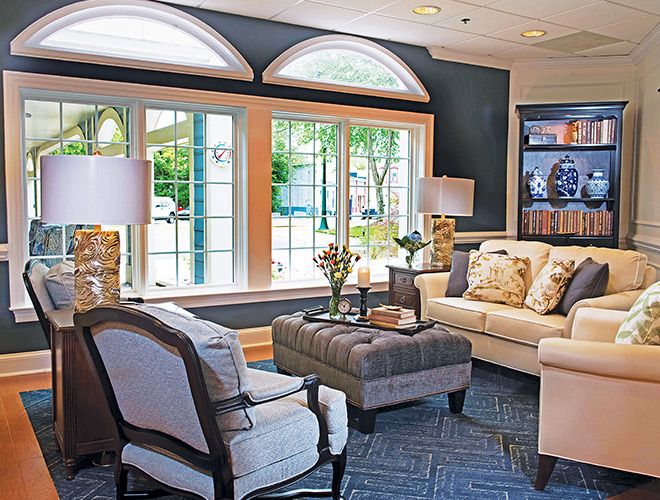 The Fountains at The Albemarle seating area.