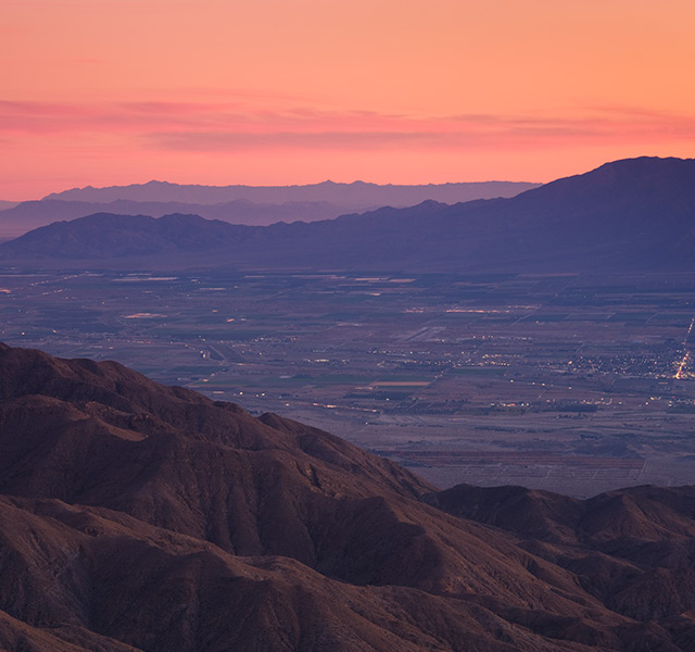 scenic view of the desert at dusk