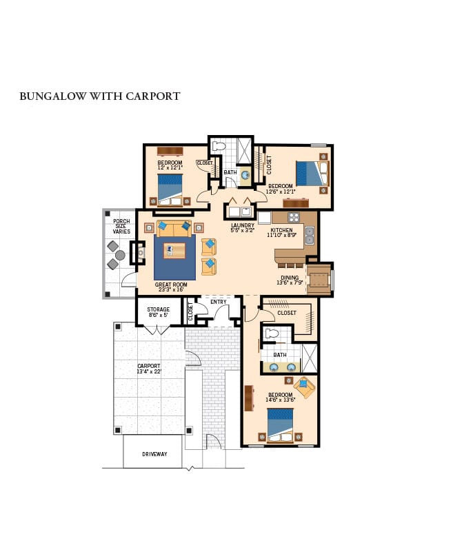 Bugalow floor plan.