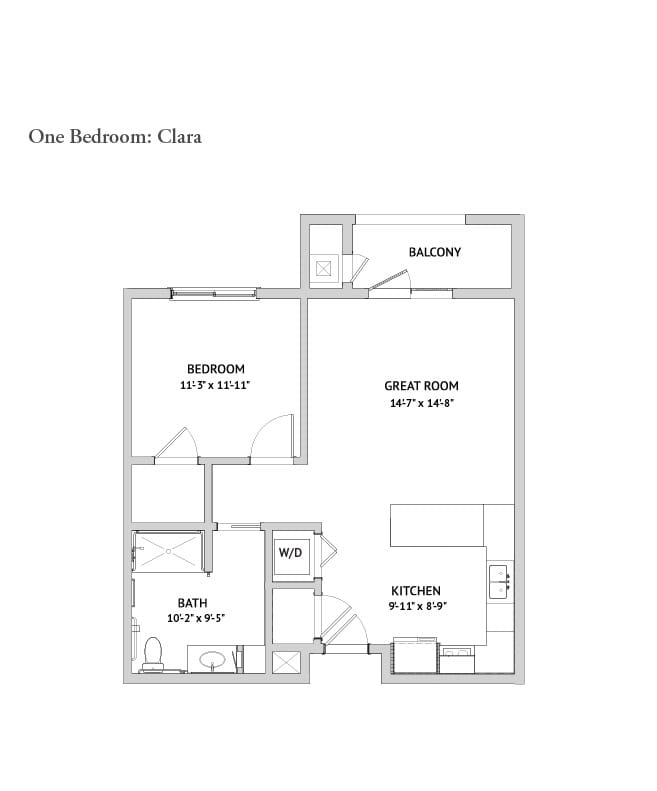 Independent living one bedroom floor plan