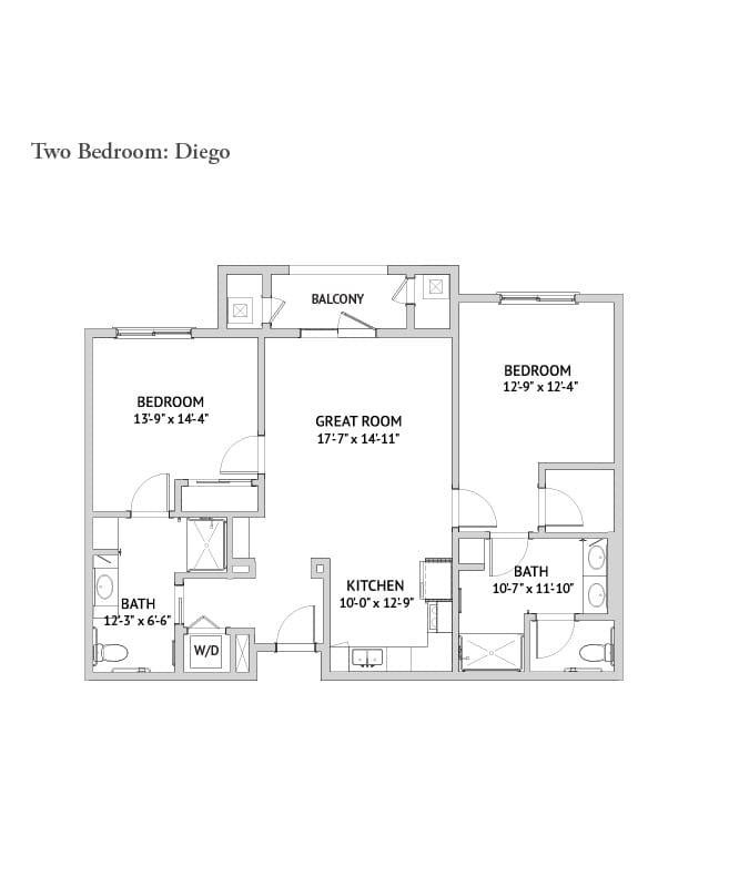 Independent living two bedroom floor plan