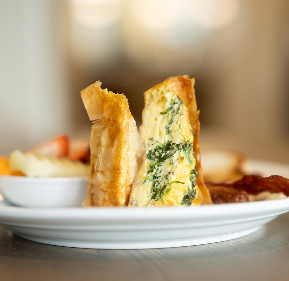 Bite sized egg triangles.
