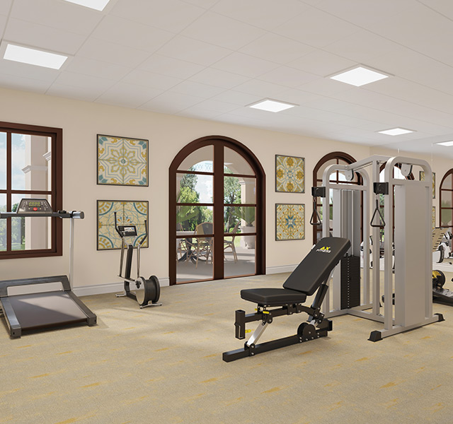 The fitness center at Hacienda Mission San Luis Rey.