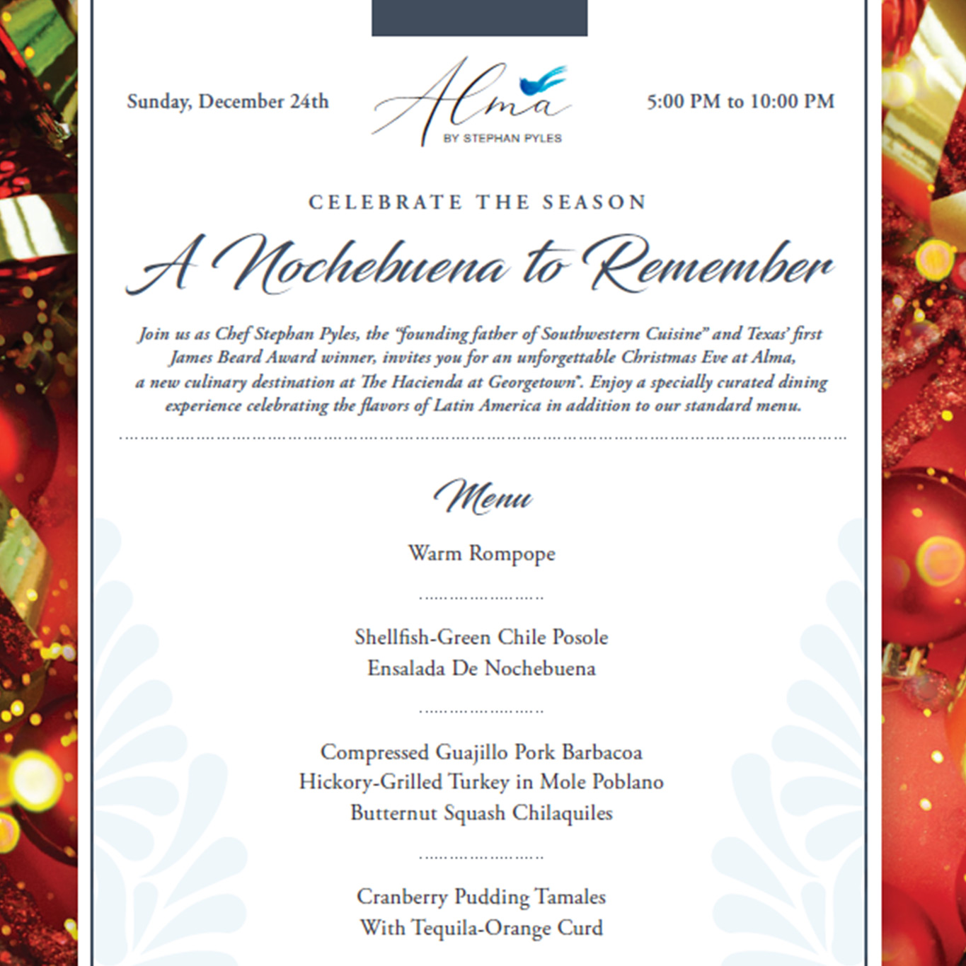 A dinner menu.