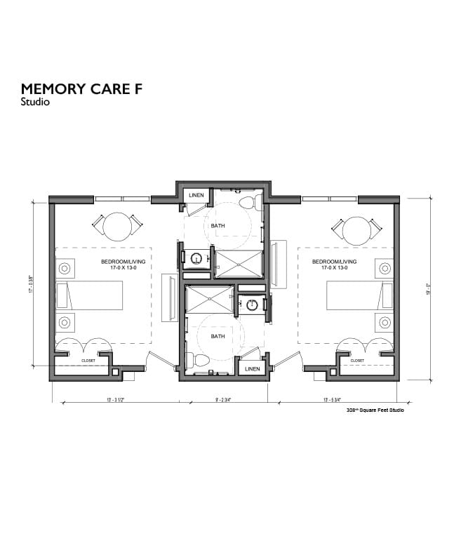 Studio bedroom apartment floor plan.