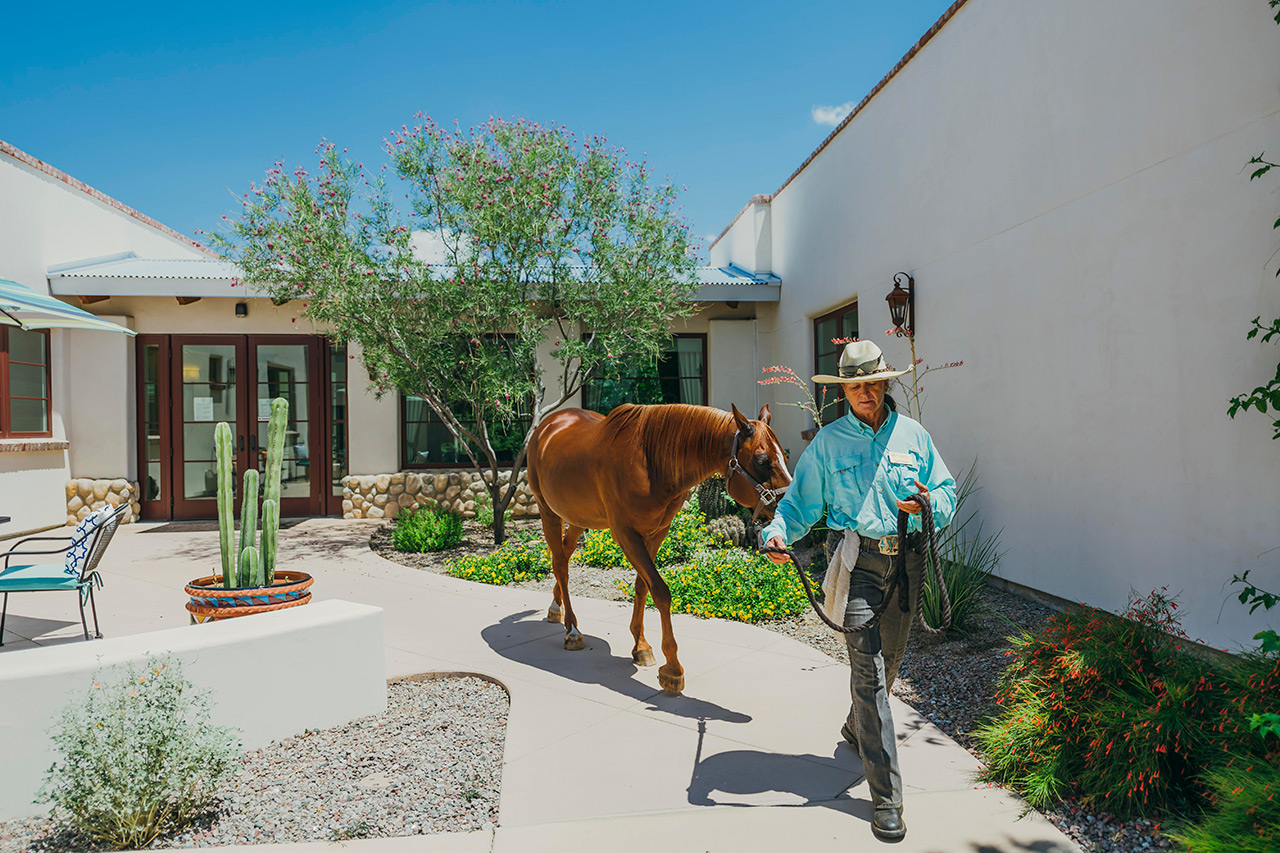 A resident with horse.