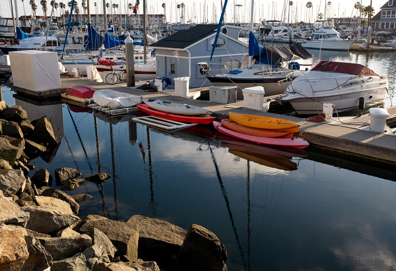 Stationed boats in the harbor.