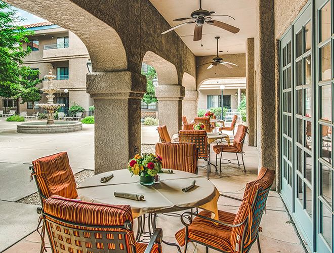 Seating area in patio.