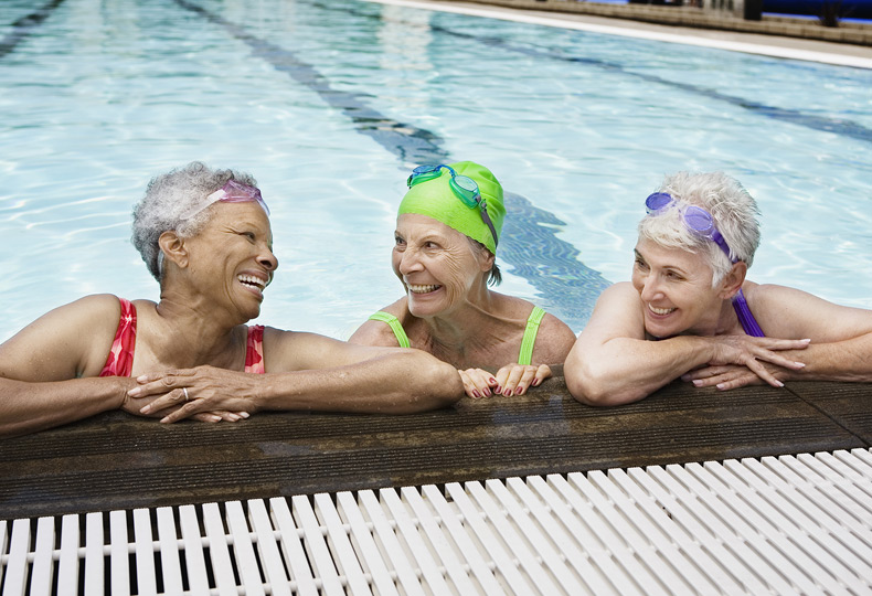 Residents in pool.
