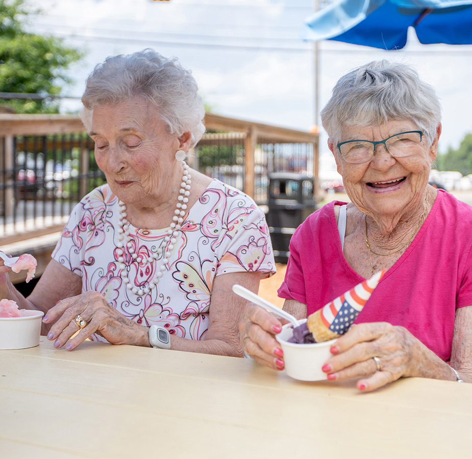 Residents enjoying ice cream.