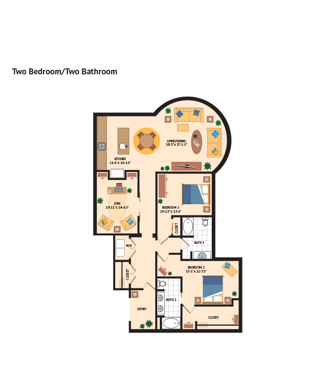 Two bedroom floorplan.