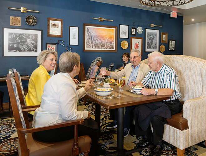 Residents enjoying lunch.