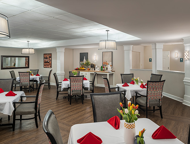 A dining area at The Watermark at Bellingham.